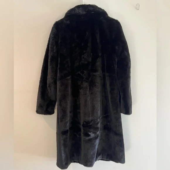 Black Faux Fur Coat Teddy Long Plush Winter Jacket Size US 4 Boohoo - Picture 2 of 3